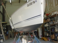 Hunter 216 With Bottom Job Completed In Snug Service Bay.
